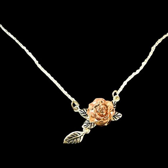 DISNEY Belle Princess Beauty and The Beast Rose Gold Silver Tone Floral Flower N - Picture 3 of 6